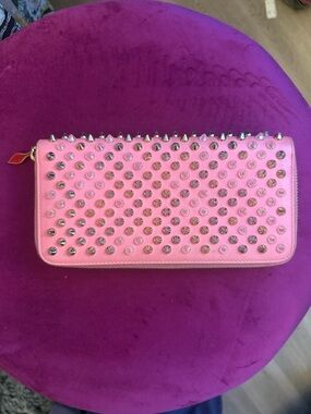 Christian Louboutin Pink Studded Zip Wallet